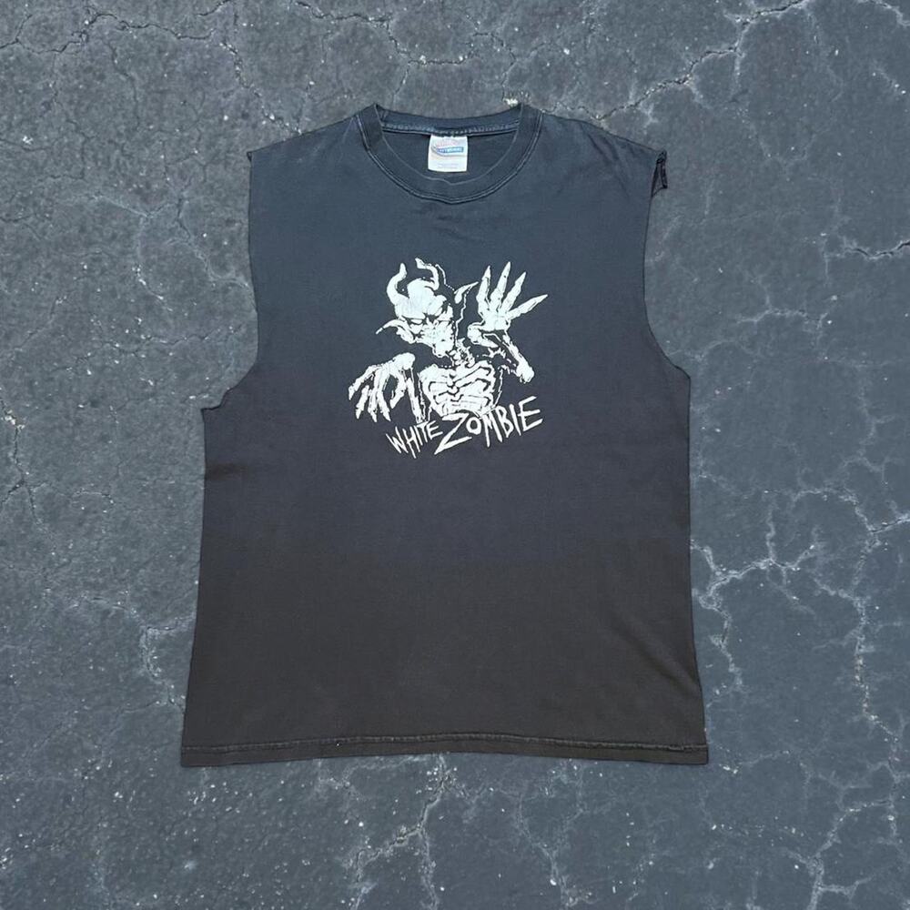 Y2k white zombie band tee